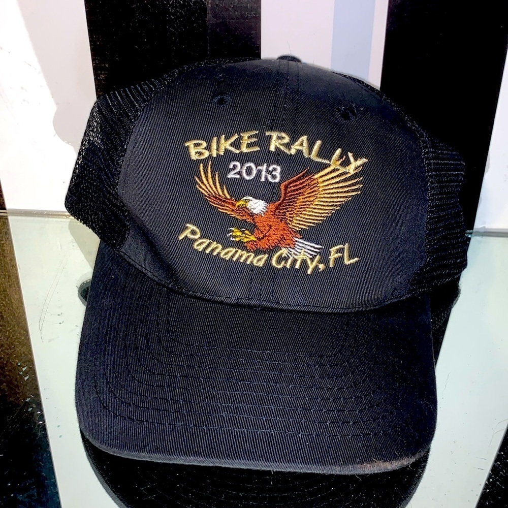 Retro 2013 Panama City Florida Bike Rally Embroidered Eagle Trucker Cap Like New